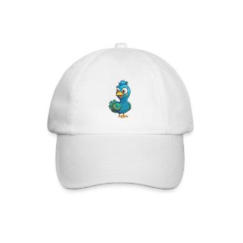Pfauenkarikatur Kawaii Aquarellillustration - Baseballkappe - Weiß/Weiß - Vorne