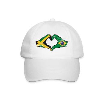 Jamaika Brasilien Hände Herzform used - Baseballkappe - Weiß/Weiß - Vorne