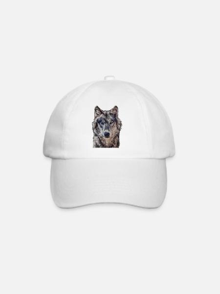 Wolfkopf von vorne - Baseballkappe - Weiß/Weiß