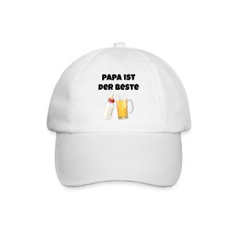 Papa ist der Beste - Geschenk zum Vatertag - Baseballkappe - Weiß/Weiß - Vorne
