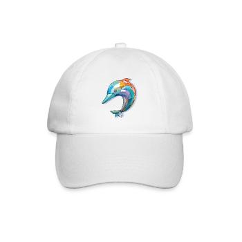 Delphin Bunte Aquarell-Tierillustration - Baseballkappe - Weiß/Weiß - Vorne
