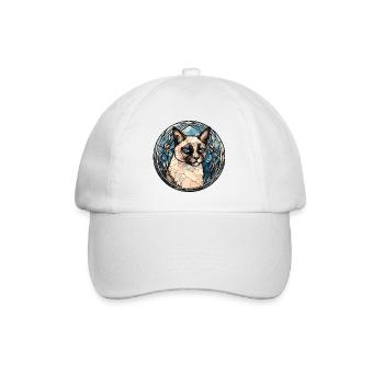 Schneeschuh-Katzenrasse Aquarell-Glasmalerei - Baseballkappe - Weiß/Weiß - Vorne