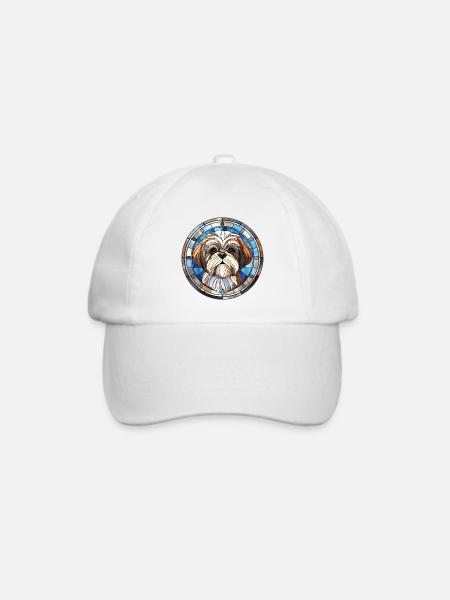 Shih Tzu Hunderasse Aquarellglas - Baseballkappe - Weiß/Weiß