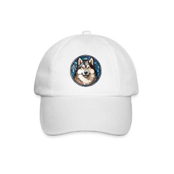 Alaskan Malamute Hunderasse Aquarellglas - Baseballkappe - Weiß/Weiß - Vorne