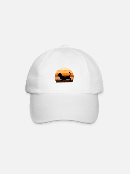 Bassett Jagdhund Hund Liebhaber Silhouette Vintage Sonnenuntergang - Baseballkappe - Weiß/Weiß