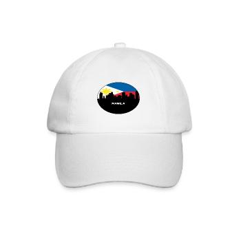 Manila Philippinen Flagge Skyline Silhouette Reisen - Baseballkappe - Weiß/Weiß - Vorne