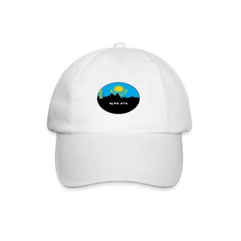 Alma Ata Kasachstan Flagge Skyline Silhouette Reisen - Baseballkappe - Weiß/Weiß - Vorne