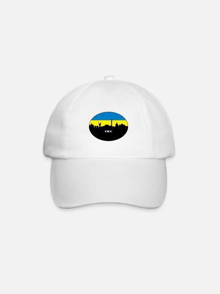Kiew-Ukraine-Flaggen-Skyline-Schattenbild-Reise - Baseballkappe -