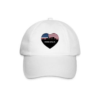 Minneapolis Minnesota USA Flagge Skyline Reisen Souv - Baseballkappe - Weiß/Weiß - Vorne