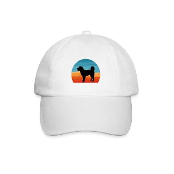 Appenzeller Sennenhund Hundesilhouette Retro Sonnenuntergang - Baseballkappe - Weiß/Weiß - Vorne