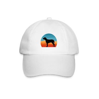 Braque du Bourbonnais Hund Silhouette Retro Sonnenuntergang - Baseballkappe - Weiß/Weiß - Vorne