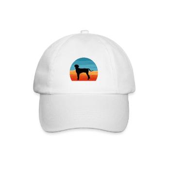 Hannover Hound Hundeliebhaber Silhouette Vintage Sonnenuntergang - Baseballkappe - Weiß/Weiß - Vorne