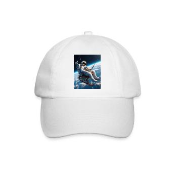  Astronaut beim Angeln - Baseballkappe - Weiß/Weiß - Vorne