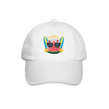 Summer Wassermelone mit Sonnenbrille - Baseballkappe - Weiß/Weiß - Vorne