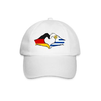Deutschland Uruguay Flagge Hände Herzform - Baseballkappe - Weiß/Weiß - Vorne