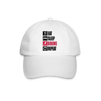 Eat-Sleep-Boxing-Repeat - Baseballkappe - Weiß/Weiß - Vorne