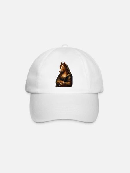 Mona Lisa als Pferd - Baseballkappe - Weiß/Weiß