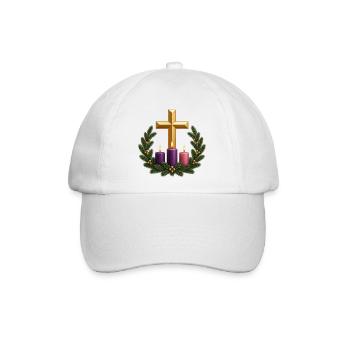 Adventskranz mit Kreuz und Kerzen - Baseballkappe - Weiß/Weiß - Vorne