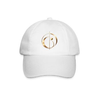 Business Elegance – Elegantes Gold-Emblem - Baseballkappe - Weiß/Weiß - Vorne