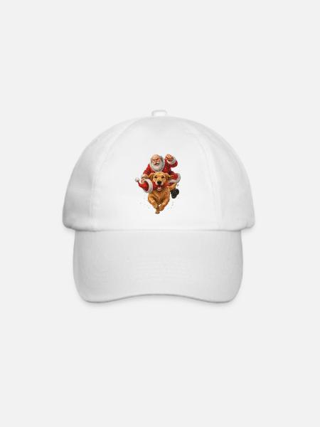 Golden Retriever klaut Weihnachtsmannmütze - Baseballkappe - Weiß/Weiß