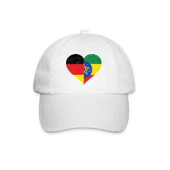Germany Ethiopia Vintage Heart - Baseballkappe - Weiß/Weiß - Vorne