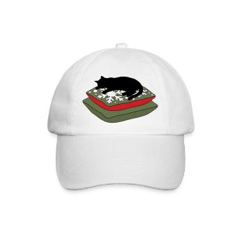 gatto_nero_dorme_sopra_due_cuscini - Baseballkappe - Weiß/Weiß - Vorne