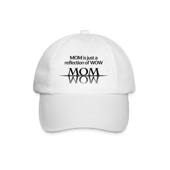 Mom Wow – Mama ist einfach WOW Geschenk für Mütter - Baseballkappe - Weiß/Weiß - Vorne