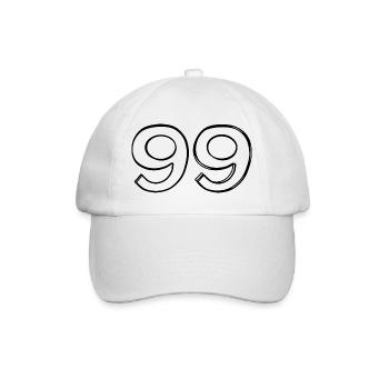 Zahl 99 handgezeichnet - Baseballkappe - Weiß/Weiß - Vorne