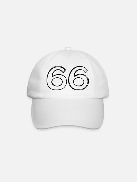 Zahl 66 handgezeichnet - Baseballkappe - Weiß/Weiß