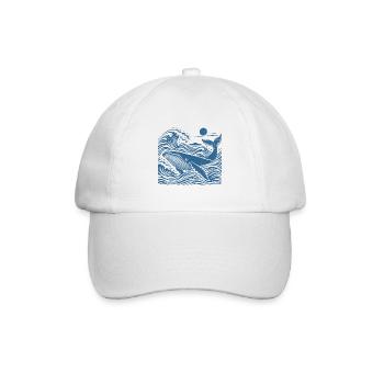 Welle und Wal: Blaue Welle - Baseballkappe - Weiß/Weiß - Vorne