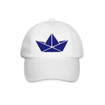 Maritimes Papierschiff Origami Boot Geschenk - Baseballkappe - Weiß/Weiß - Vorne