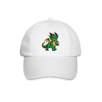 Frecher grüner Drache – Süßes Fantasy Drachenbaby - Baseballkappe - Weiß/Weiß - Vorne