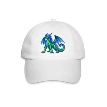 Majestätische Drachenmutter – Blau Grüner Drache - Baseballkappe - Weiß/Weiß - Vorne