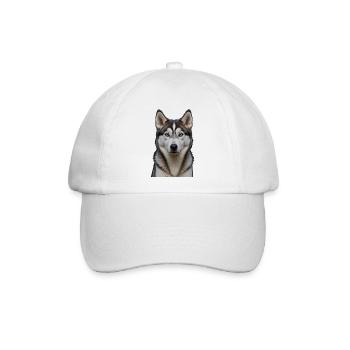 Eisblauer Husky Blick - Baseballkappe - Weiß/Weiß - Vorne