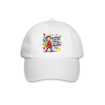 Kunterbunter Malheld – Kindermotiv - Baseballkappe - Weiß/Weiß - Vorne