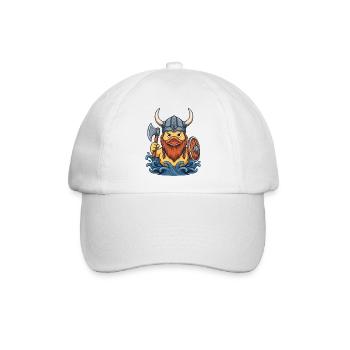 Viking-Ente mit Axt und Wellen - Baseballkappe - Weiß/Weiß - Vorne
