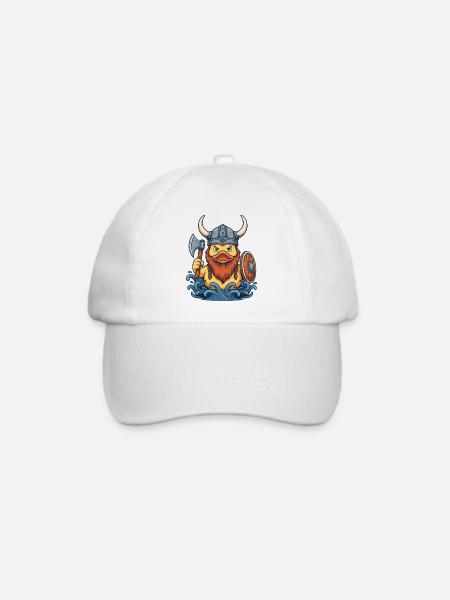 Viking-Ente mit Axt und Wellen - Baseballkappe - Weiß/Weiß