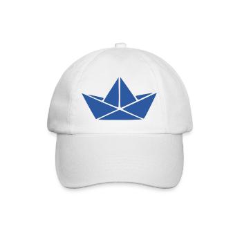 Papaierschiff_jeansblau_Origami_Geschenk_Segler - Baseballkappe - Weiß/Weiß - Vorne