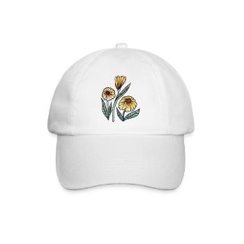Daisy Meadow Aquarellblüte - Baseballkappe - Weiß/Weiß - Vorne