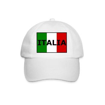 Italienische Flaggen-Typografie - Baseballkappe - Weiß/Weiß - Vorne