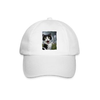 Schwarz-weiße Katze Selfie mit Tornado - Baseballkappe - Weiß/Weiß - Vorne