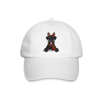 Riesenschnauzer Weihnachtshund mit Rentierohren - Baseballkappe - Weiß/Weiß - Vorne