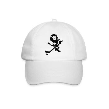 Löwe Wildkatze Eishockeyspieler Silhouette Minimal - Baseballkappe - Weiß/Weiß - Vorne