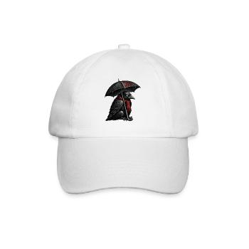 FCK NZS Krähe mit Regenschirm - Rabe gegen Rechts - Baseballkappe - Weiß/Weiß - Vorne