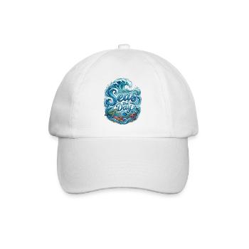 Sea the Day – Meereswellen und Meerestiere Design - Baseballkappe - Weiß/Weiß - Vorne