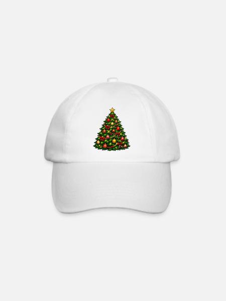 Glitzernder Weihnachtsbaum mit Ornamenten - Baseballkappe - Weiß/Weiß