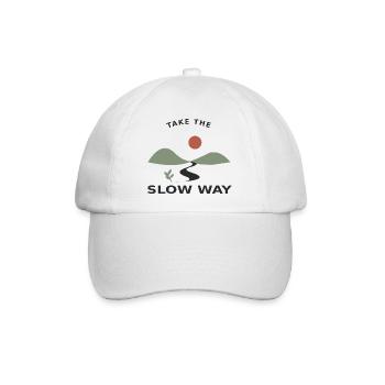 Take the Slow Way – Natur & Auszeit - Baseballkappe - Weiß/Weiß - Vorne