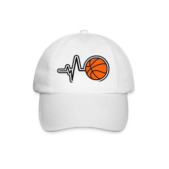 Basketball Herzschlag Puls Line Art Minimal Shirt - Baseballkappe - Weiß/Weiß - Vorne
