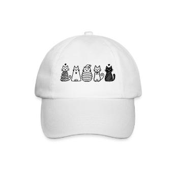 Katzen Weihnachten Silhouetten - Baseballkappe - Weiß/Weiß - Vorne