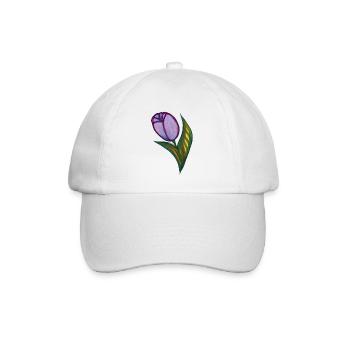 Aquarell Tulip in Lila und Grün - Baseballkappe - Weiß/Weiß - Vorne